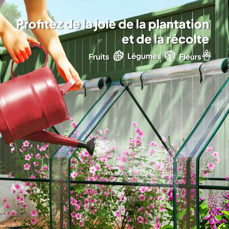 Mini serre tunnel jardin 360 x 90 x 90 cm protection antigel aération réglable style épuré en polyéthylène transparent 21_0004083