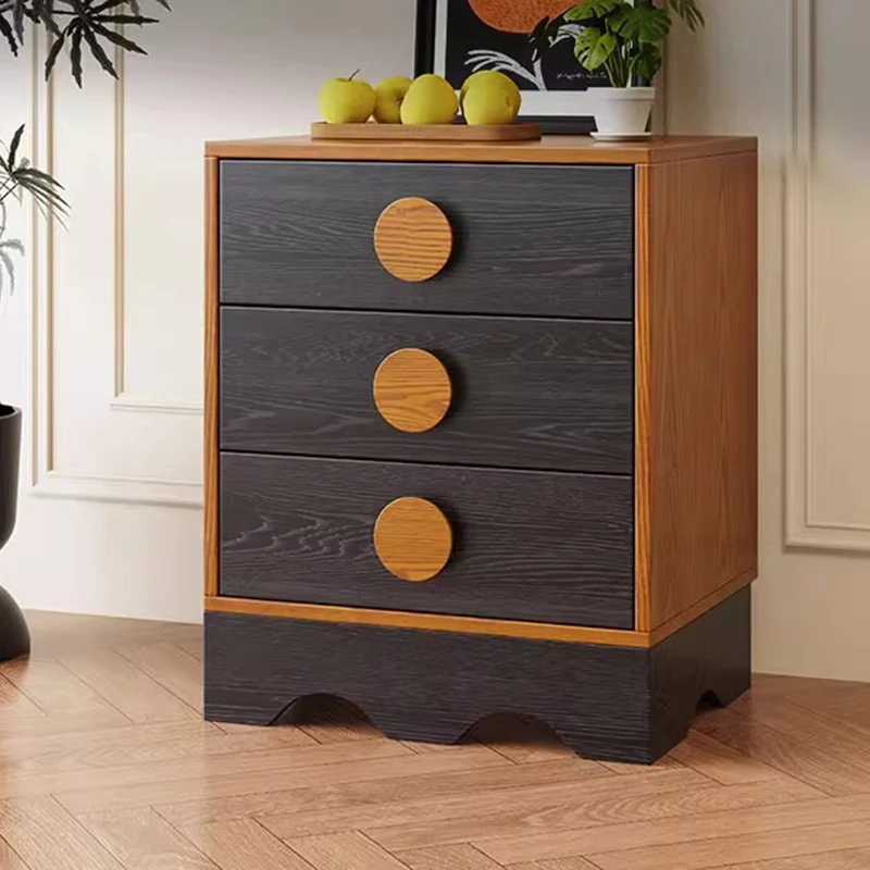 Traditional Chinese Rubberwood Solid Wood Multi-Layer Board Wave Rectangular Storage Cabinet With 2/3/4/7 Drawers For Living Room