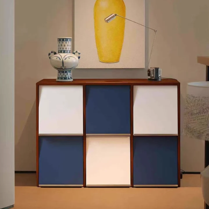 Traditional French Rubber Wood Stainless Steel Square Storage Cabinet 4/6 Storage For Living Room