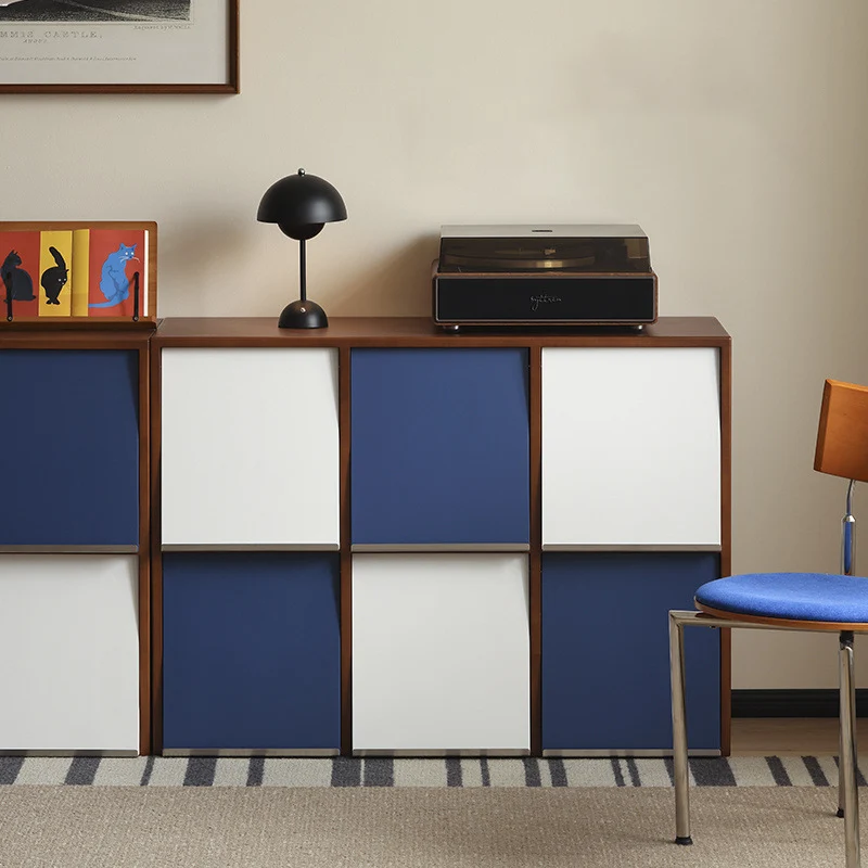 Traditional French Rubber Wood Stainless Steel Square Storage Cabinet 4/6 Storage For Living Room