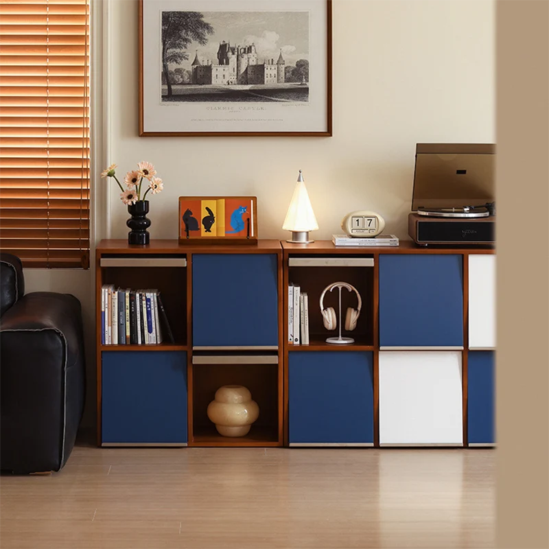 Traditional French Rubber Wood Stainless Steel Square Storage Cabinet 4/6 Storage For Living Room