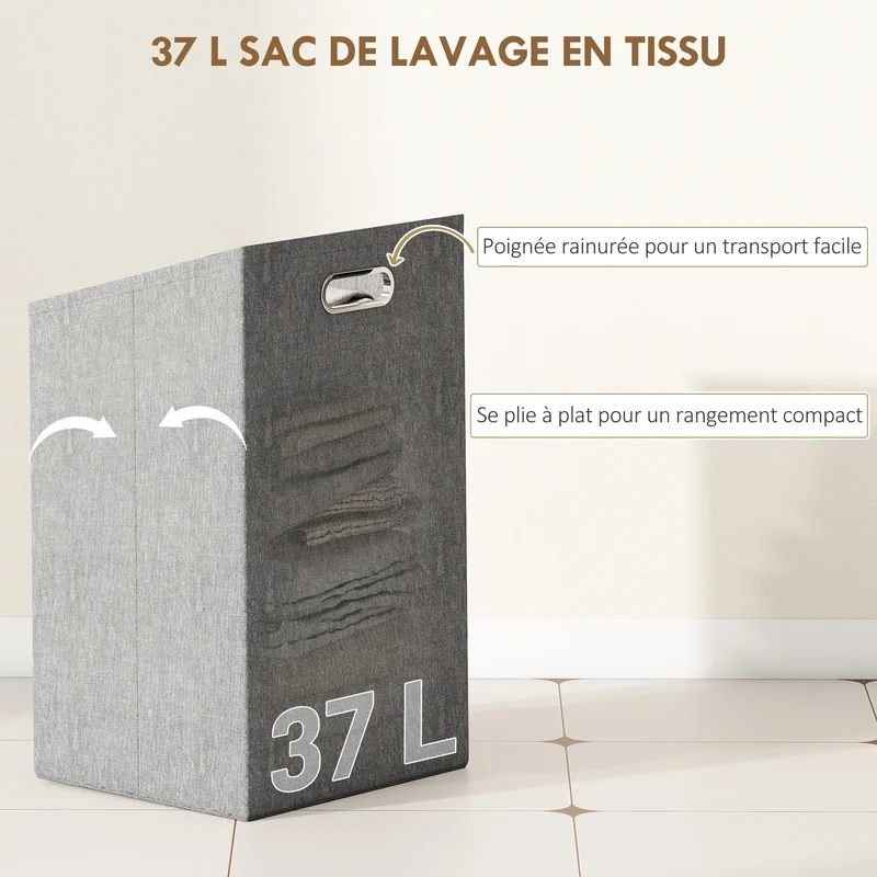 Meuble de rangement pour linge étagère panier amovible 37 l 40 x 30 x 95 cm scandinave épuré en bambou bois naturel 21_0002110
