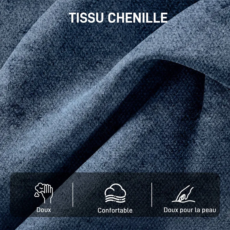 Fauteuil pivotant sans accoudoir 70 x 87 x 84 cm assise 70 cm dossier 17 cm moderne minimaliste en chenille bleu foncé 21_0003637