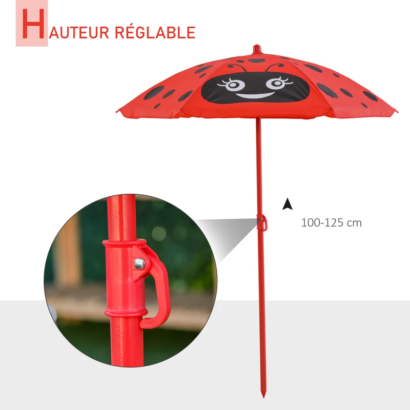 Ensemble salon de jardin enfant 50 x 50 x 46 cm pliable assise ergonomique design contemporain terrasse en métal rouge 21_0000187