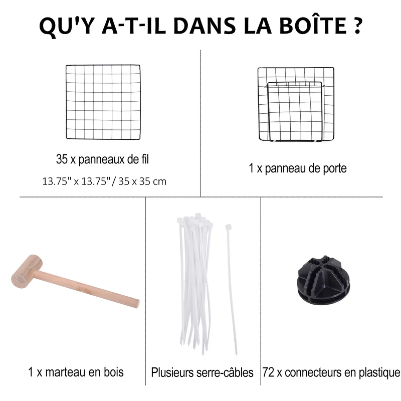 Cage parc modulable pour petits animaux 146 x 73 x 73 cm sécurisée 2 niveaux contemporain épuré salon en acier noir 21_0007397