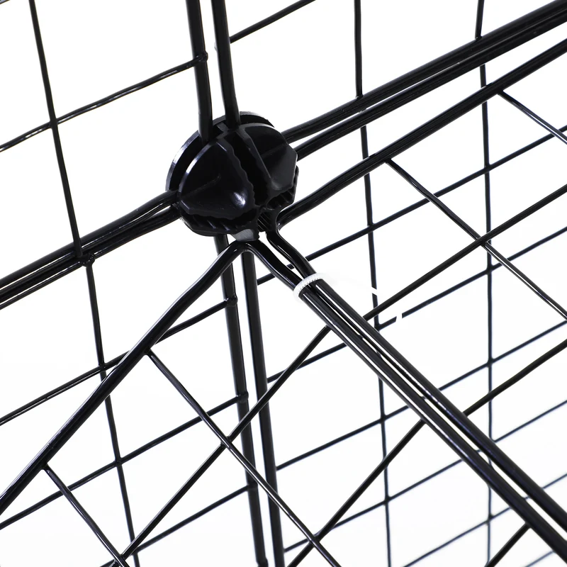 Cage parc modulable pour petits animaux 146 x 73 x 73 cm sécurisée 2 niveaux contemporain épuré salon en acier noir 21_0007397