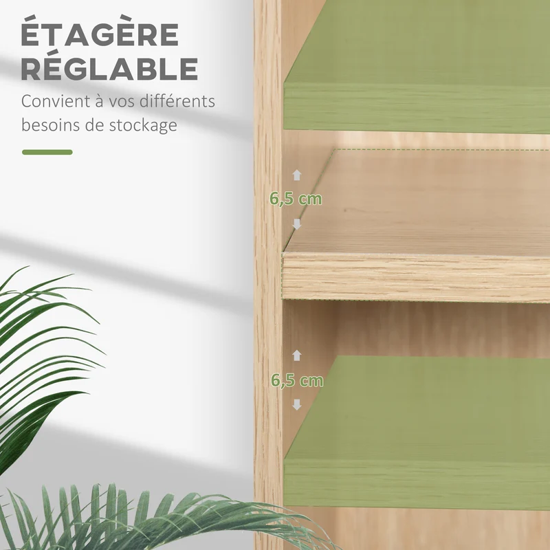 Bibliothèque étagère de rangement 60 x 24 x 63 cm réglable résistante moderne en panneau de particules bois naturel 21_0002498