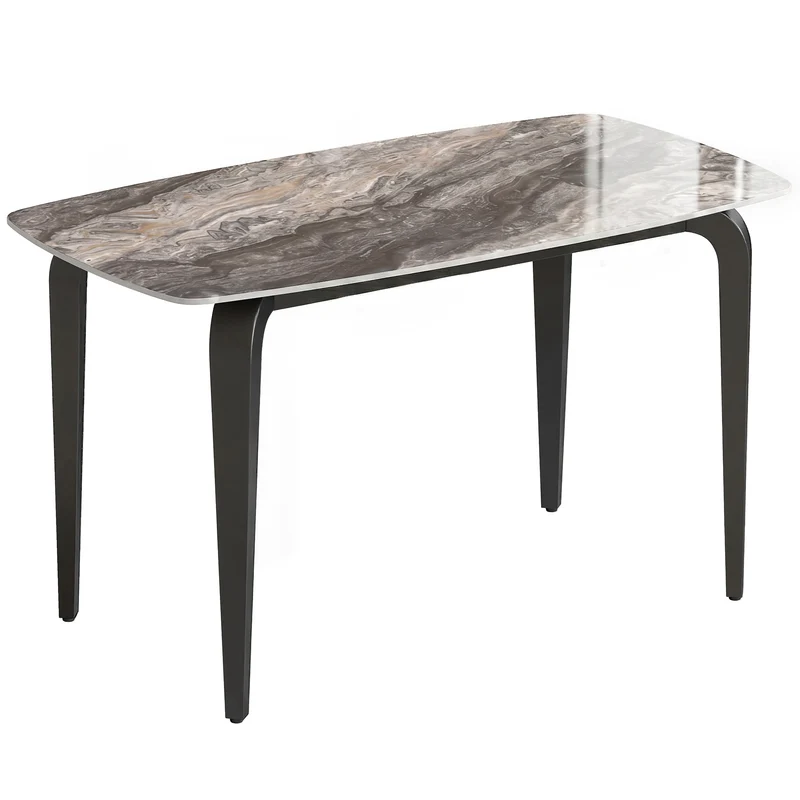 Table à manger rectangulaire 130 x 70 x 75 cm résistante aux rayures pieds réglables minimaliste en pierre frittée marron 21_0003412