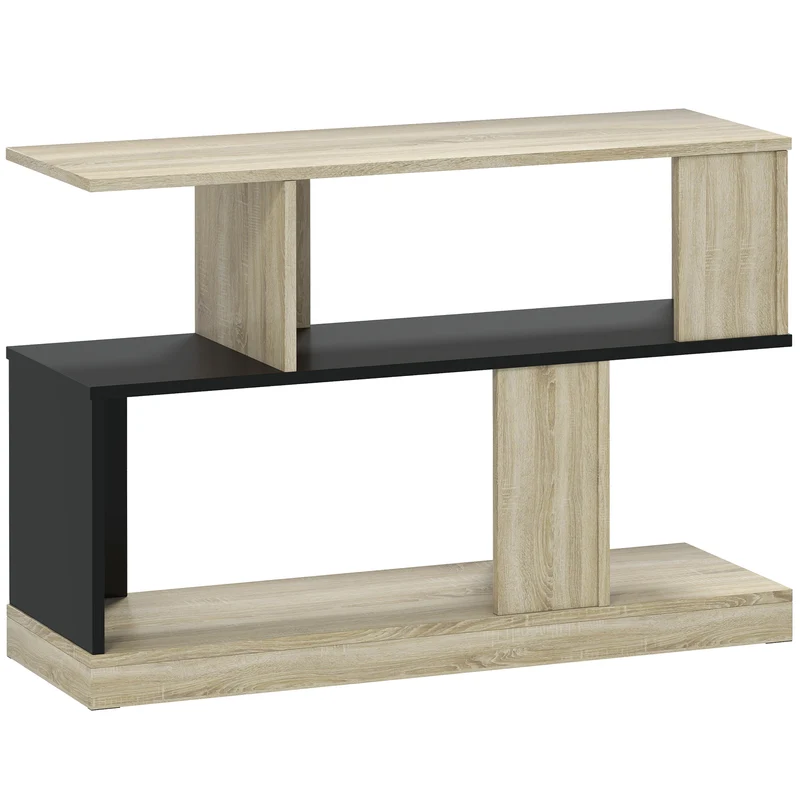 Table d'appoint en s salon utile 90 x 30 x 61 cm gain de place rangement 4 compartiments style moderne épuré en MDF noir 21_0003501