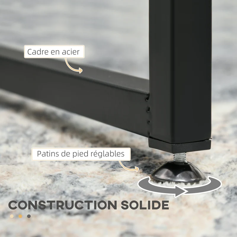Lot de 2 tables basses gigognes salon 119 x 56 x 44,5 cm gain de place modulables design moderne en verre trempé noir 21_0003122