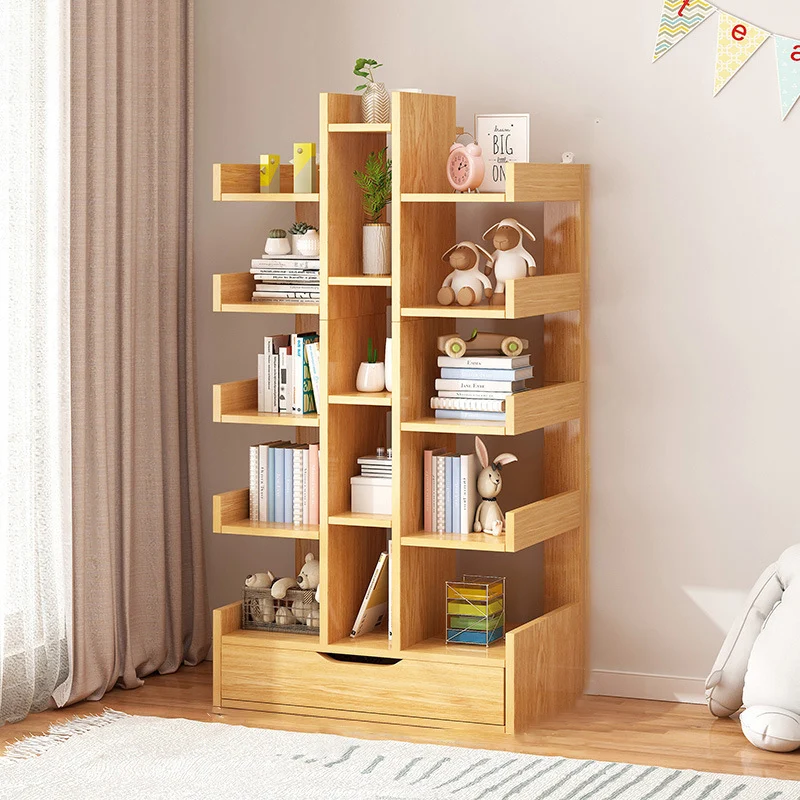 Traditional Vintage Engineered Wood Rectangular Right-Angle Storage Shelf 15 Tier For Living Room