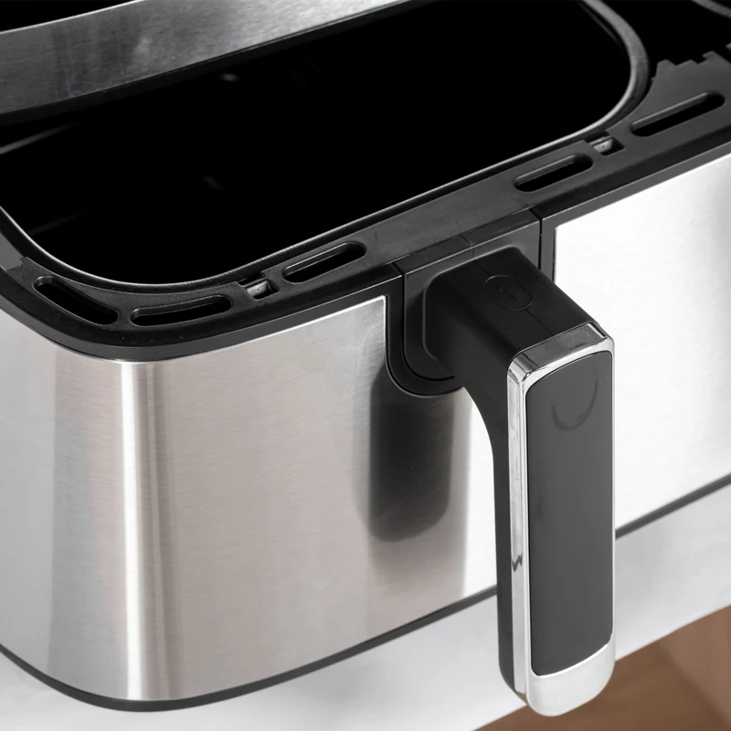 Friteuse à air double paniers séparés sans huile 42 x 39 x 31 cm contemporain finition mate cuisine design en acier noir 21_0000946