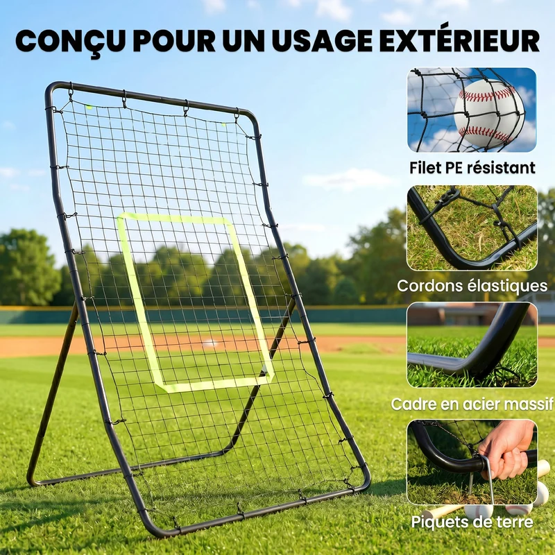 Filet de rebond entraînement 90 x 80 x 140 cm rebonds souples montage rapide pro tendance moderne en polyéthylène noir 21_0006675