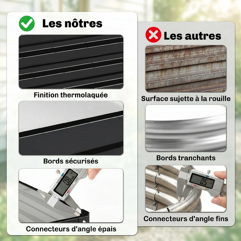 Carré potager jardin 120 x 120 x 30 cm protège des mauvaises herbes et retient la chaleur moderne en acier galvanisé gris 21_0004045