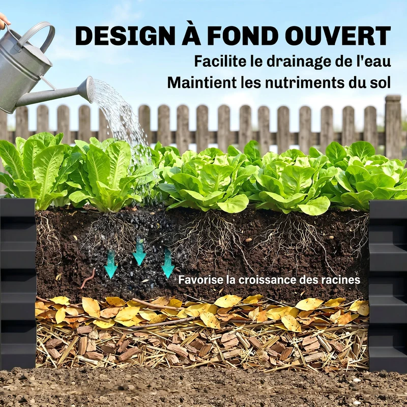 Carré potager jardin 120 x 120 x 30 cm protège des mauvaises herbes et retient la chaleur moderne en acier galvanisé gris 21_0004045