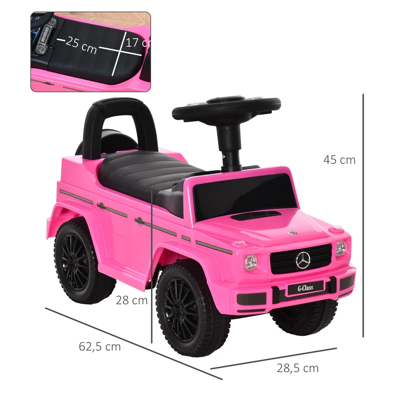 Camion porteur à pousser apprentissage de la marche 62.5 x 28.5 x 45 cm coffre klaxon chambre design épuré en PP rose 21_0000475