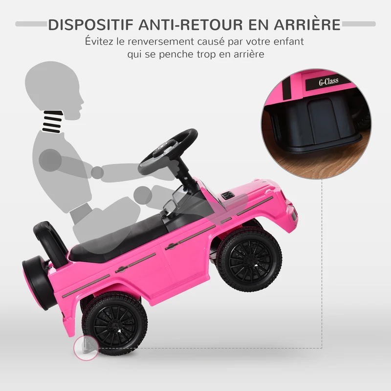 Camion porteur à pousser apprentissage de la marche 62.5 x 28.5 x 45 cm coffre klaxon chambre design épuré en PP rose 21_0000475