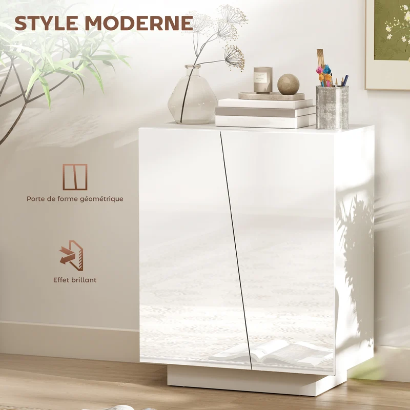 Buffet de rangement 70 x 40 x 88 cm étagère réglable anti basculement moderne salon épuré en panneau de particules blanc 21_0002906