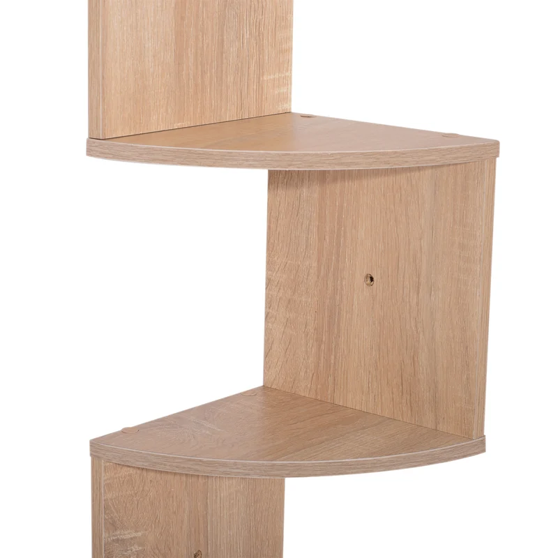 Étagère d'angle zigzag 20 x 20 x 126 cm gain de place 5 niveaux contemporain salon en panneaux de particules chêne clair 21_0001217
