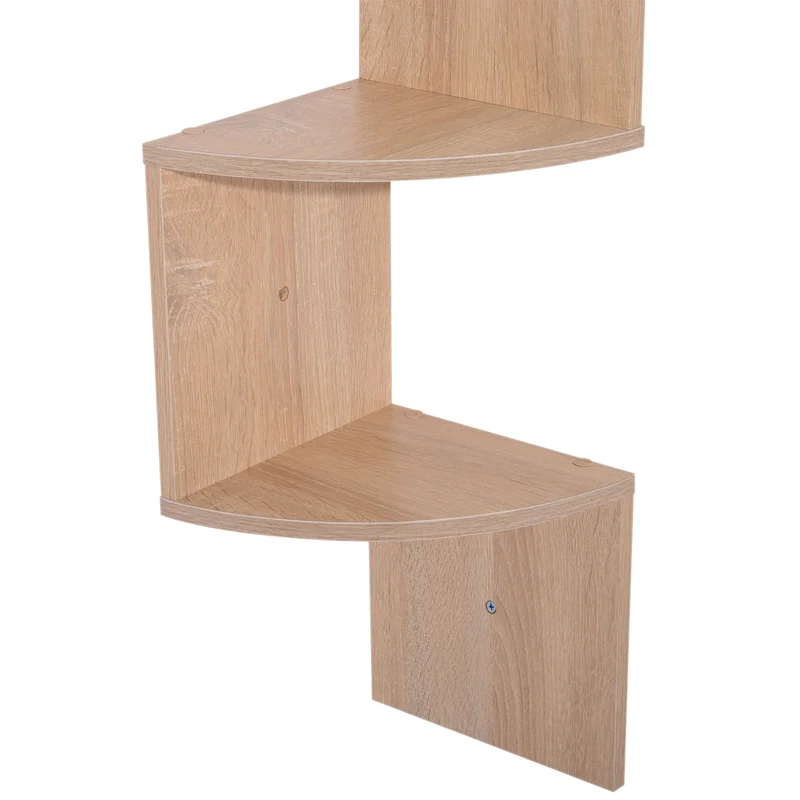 Étagère d'angle zigzag 20 x 20 x 126 cm gain de place 5 niveaux contemporain salon en panneaux de particules chêne clair 21_0001217