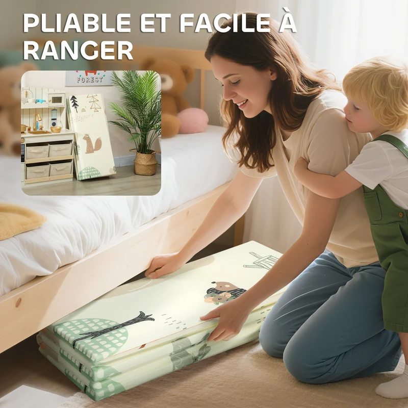 Tapis de jeu pliable bébé salon 196 x 176 x 1.5 cm antidérapant amortissant ambiance cosy moderne scandinave en xpe gris 21_0000750
