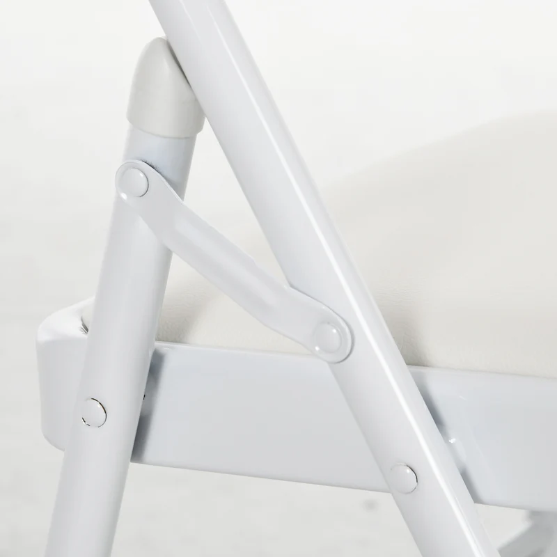 Lot de 2 chaises pliantes salle à manger 45 x 46 x 78 cm assise rembourrée dossier haut moderne épuré en acier blanc 21_0002149