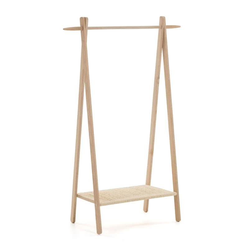 Natane birch wood and rattan clothing rail, 95 x 152 cm