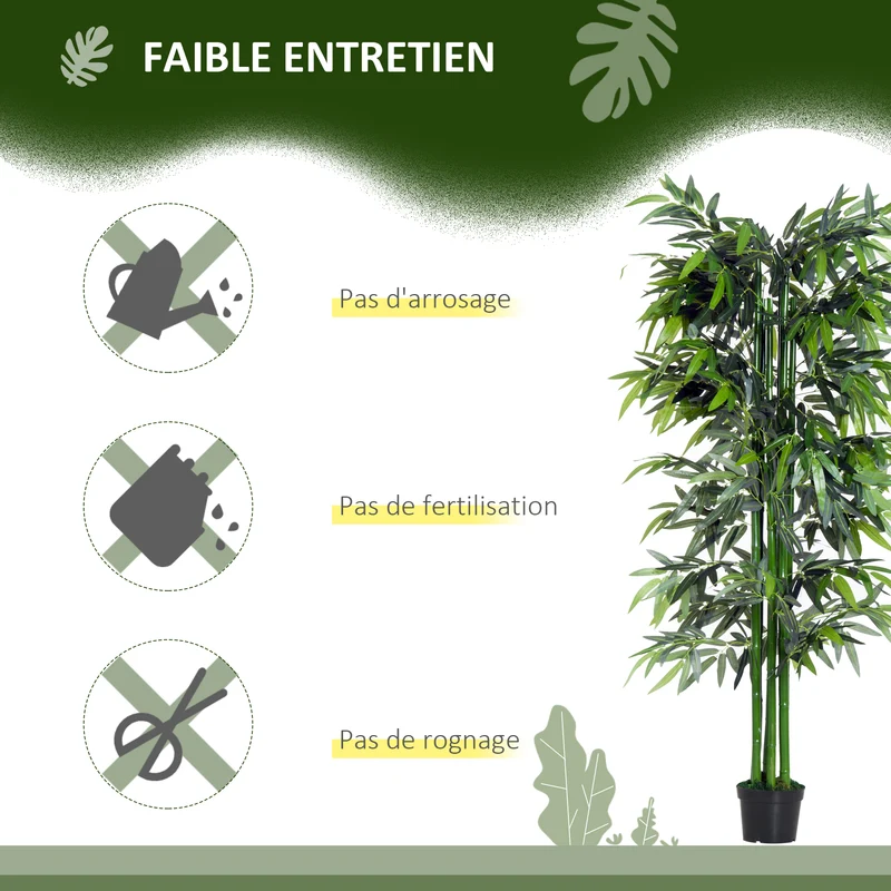 Lot de 2 bambous artificiels 180 x 20 x 14 cm feuillage dense sans arrosage décoratif contemporain en plastique vert 21_0004017