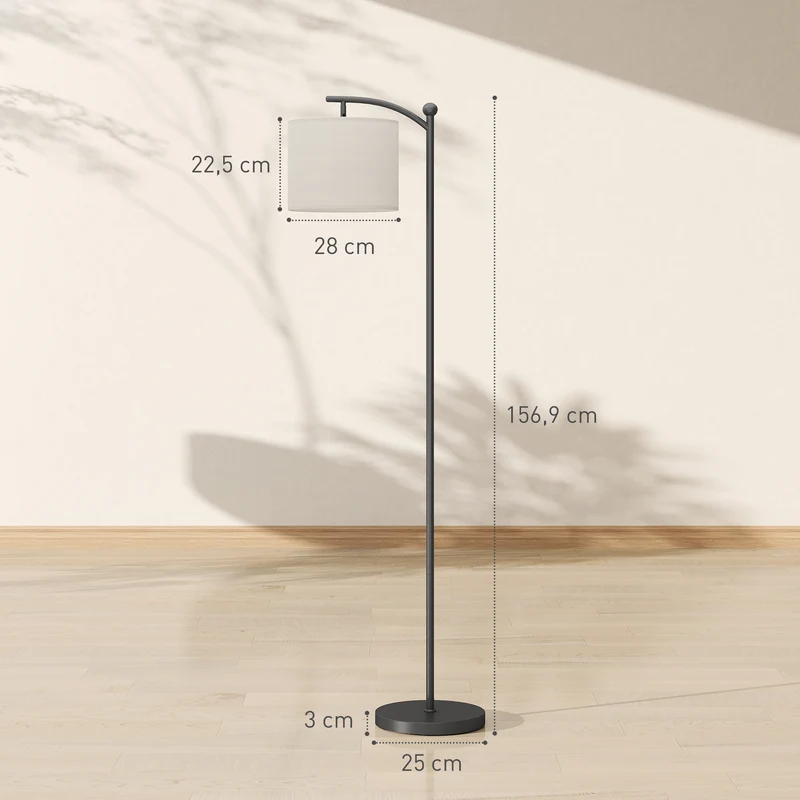 Lampadaire salon 54,3 x 30,6 x 159,6 cm télécommande magnétique minuterie 60 minutes contemporain épuré en métal noir 21_0007048