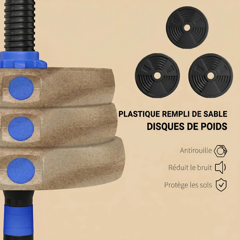 Kit haltères réglables transformable 140 x 22 x 22 cm prise antidérapante gain de place moderne salon en plastique bleu 21_0006875