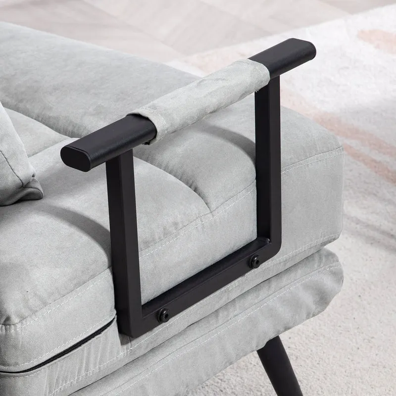 Fauteuil convertible lit simple 71 x 71 x 97 cm dossier 5 positions assise rembourrée contemporain en polyester gris 21_0003179