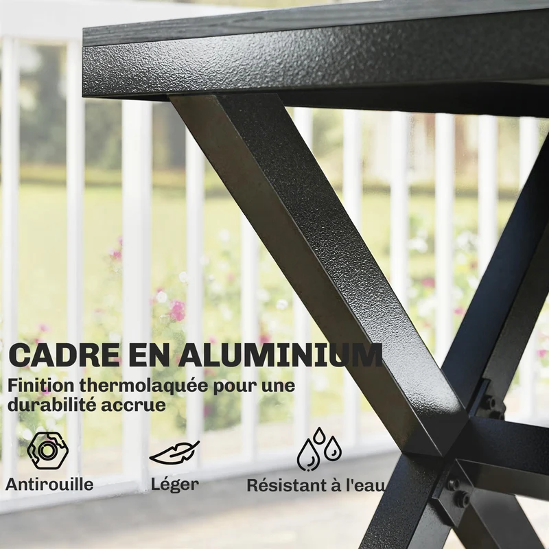 Ensemble repas extérieur 7 pièces pour 6 160 x 86 x 72 cm chaises empilables pieds réglables moderne en aluminium gris 21_0005378