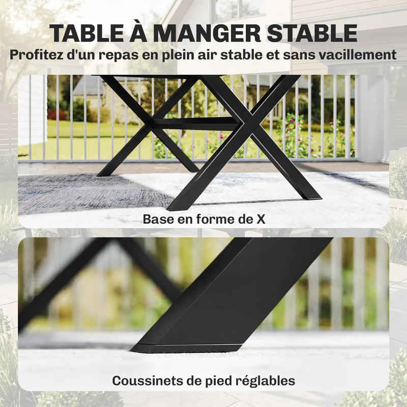 Ensemble repas extérieur 7 pièces pour 6 160 x 86 x 72 cm chaises empilables pieds réglables moderne en aluminium gris 21_0005378