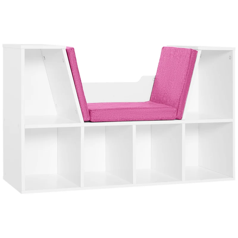 Bibliothèque banc 2 en 1 chambre 102 x 30 x 61 cm coin lecture gain de place moderne en panneaux de particules rose 21_0002413