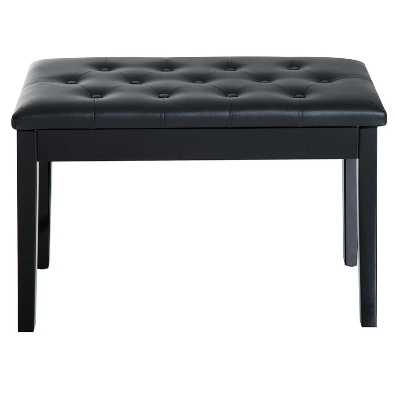 Banquette pour piano capitonnée 76 x 36 x 50 cm coffre de rangement intégré assise confortable classique chic en PU noir 21_0000097