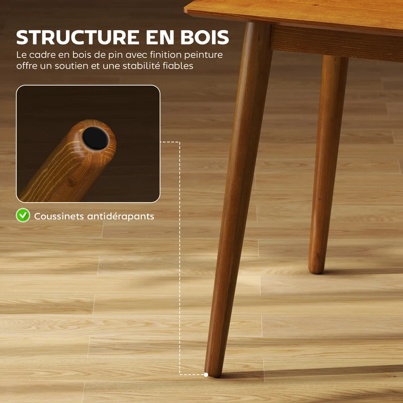 Table de salle à manger rectangulaire 120 x 75 x 76 cm stable et robuste pour 4 personnes design épuré en bois marron 21_0003224