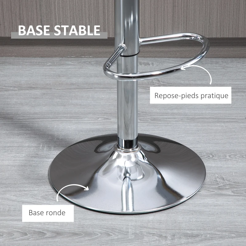 Lot de 2 tabourets de bar 39 x 39 x 67-87 cm hauteur réglable et pivotants design contemporain en acrylique transparent 21_0002273