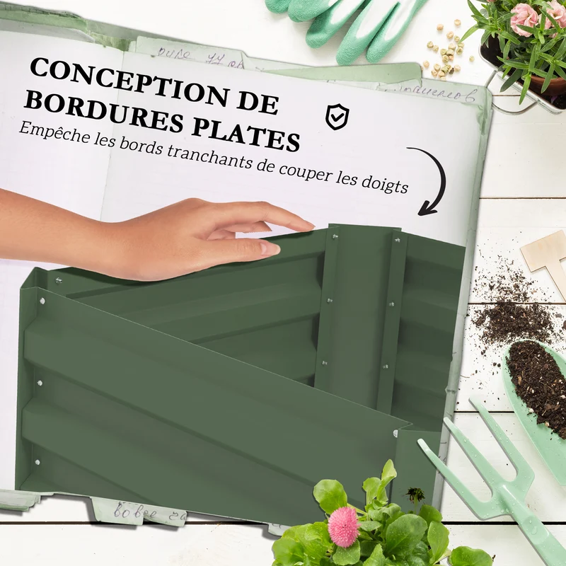 Jardinière potager surélevée treillis réglable 61 x 61 x 187 cm bon drainage industriel moderne en acier galvanisé vert 21_0005429