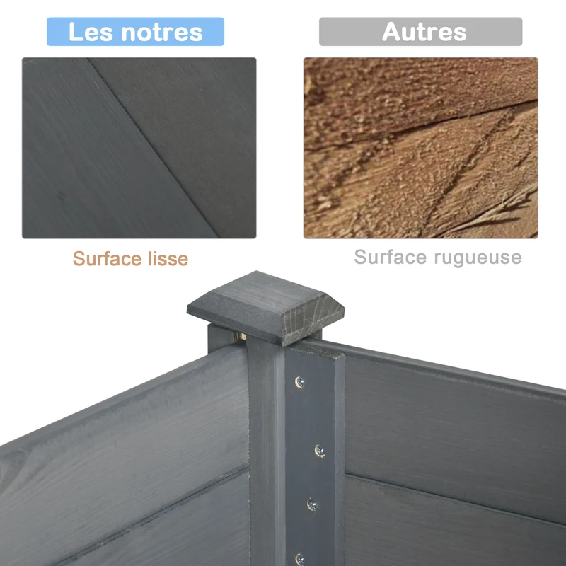 Jardinière potager surélevée 122 x 56 x 76 cm anti-nuisibles doublure respirante style rustique extérieur en bois gris 21_0004119
