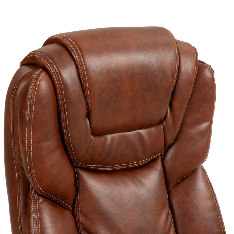 Chaise de bureau à bascule pivotante 360° 66 x 76 x 116-125 cm assise mousse réglable confortable design en PU marron 21_0006272