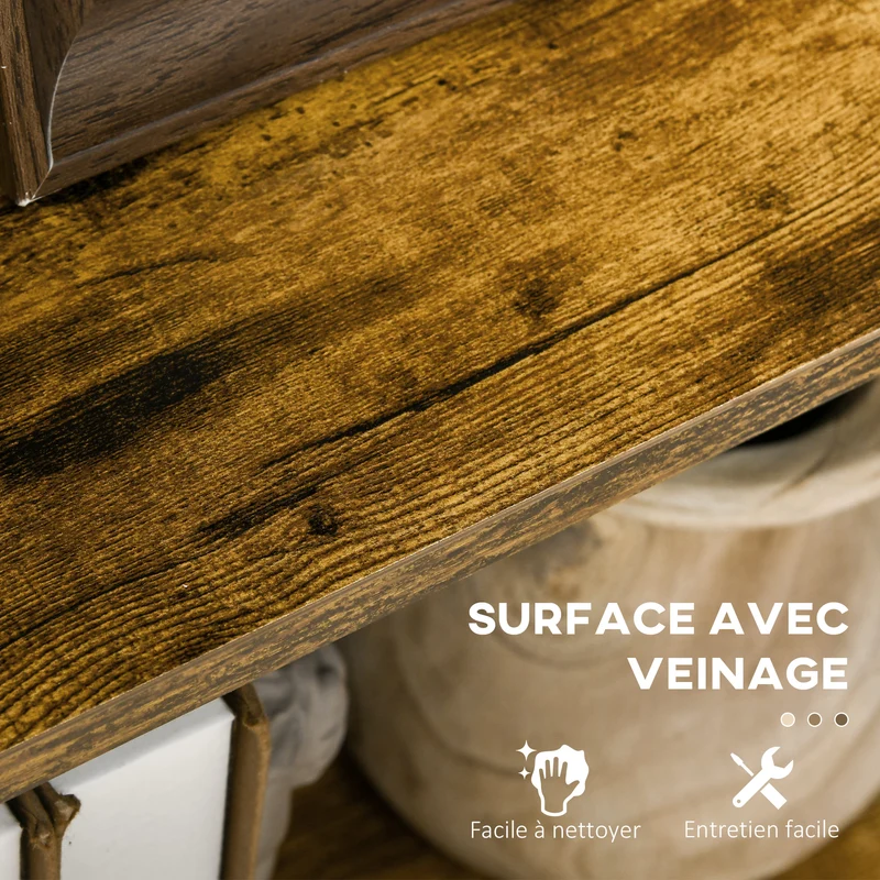 Étagère bibliothèque inclinée 5 niveaux 70 x 35 x 150 cm grand rangement pour salon industriel rustique en MDF marron 21_0002375