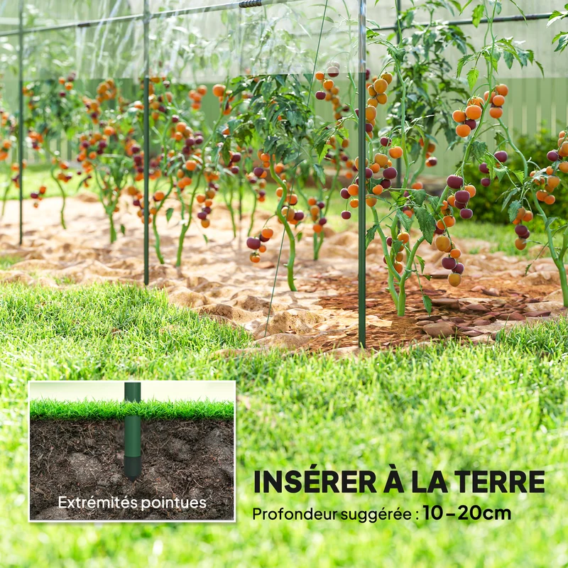 Serre tunnel tomates 400 x 120 x 170 cm protection anti intempéries montage facile classique compacte en PVC transparent 21_0004299