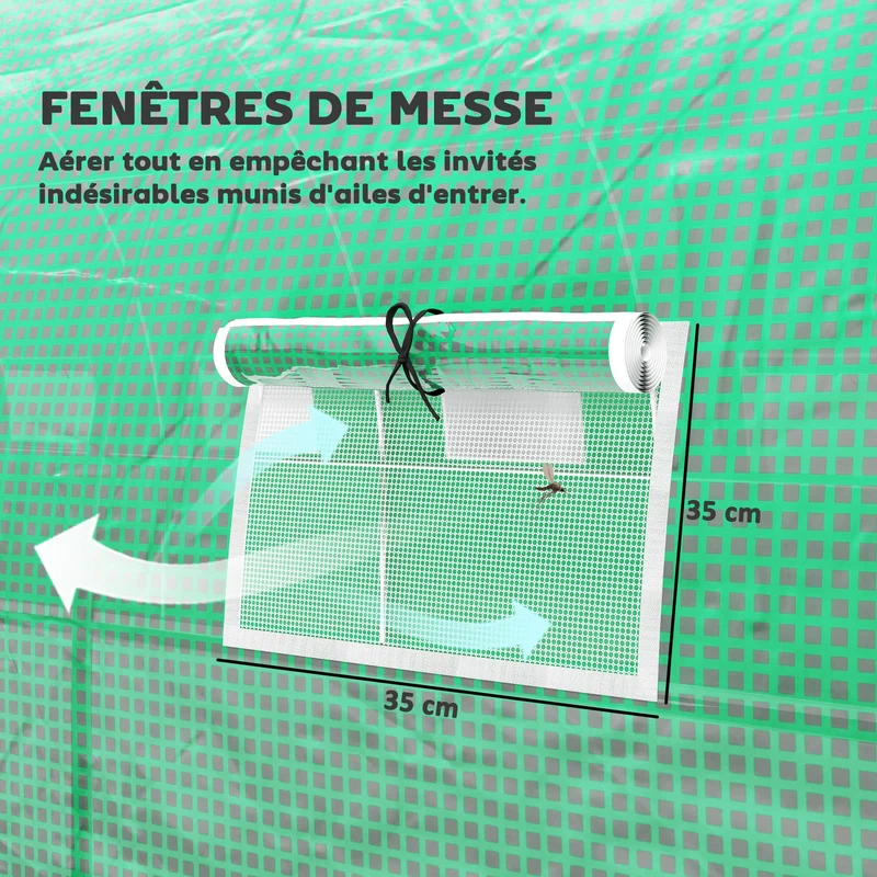 Serre de jardin tunnel 800 x 300 x 200 cm protection anti uv anti oiseaux solide style contemporain en polyéthylène vert 21_0005406