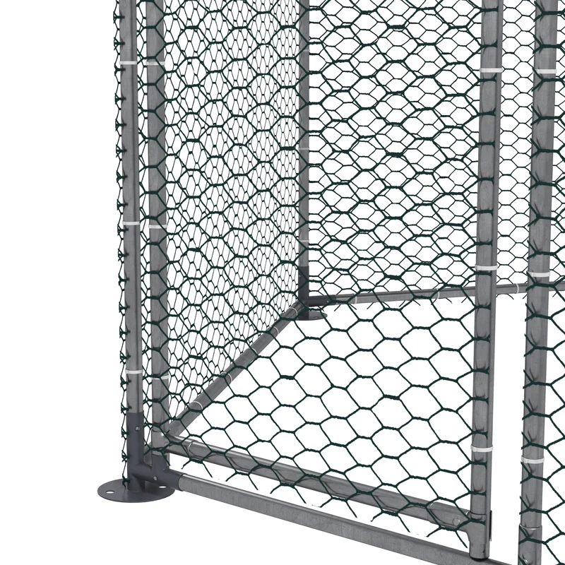 Enclos poulailler grillagé 280 x 245 x 246 cm protection sécurisée surface 5 m² espace abrité industriel en acier argent 21_0007971