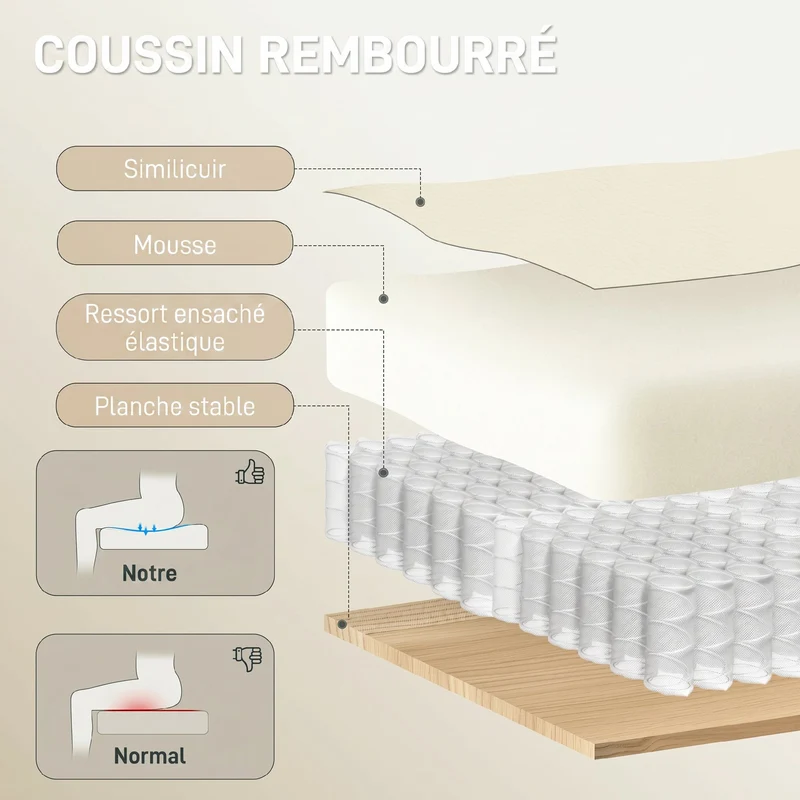 Chaise de bureau inclinable repose-pieds 66 x 72 x 121 cm inclinaison 155° design épuré salon en polyuréthane beige 21_0006327