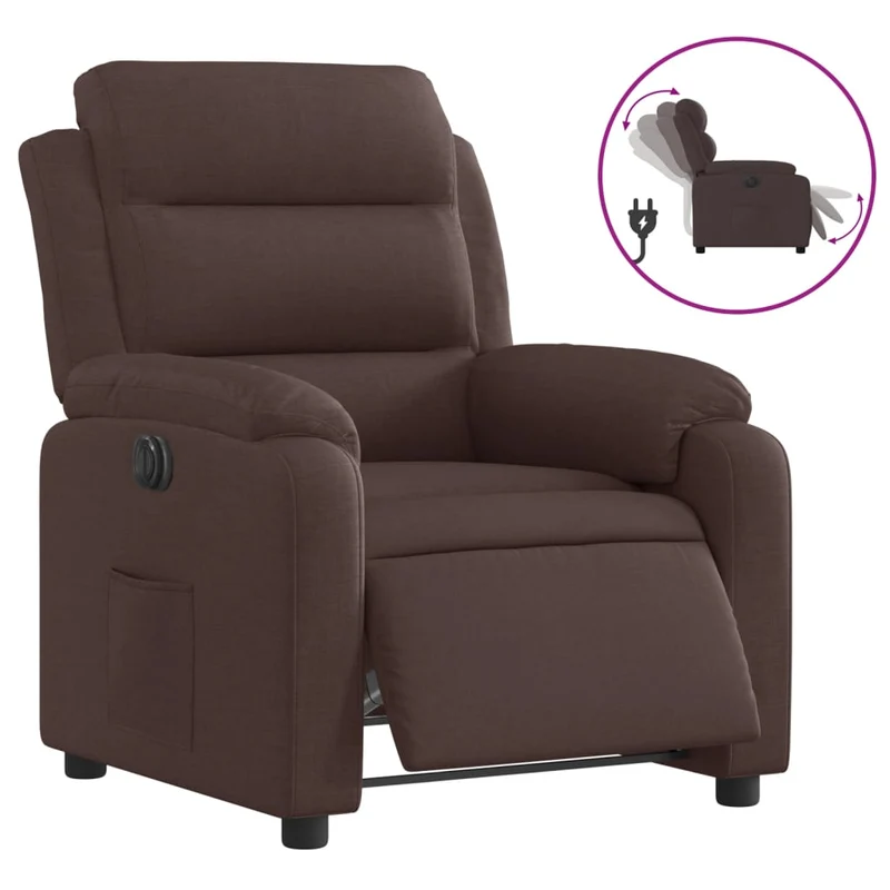 Fauteuil relax TV fonction d'inclinaison électrique très confortable en tissu marron foncé DEC028411