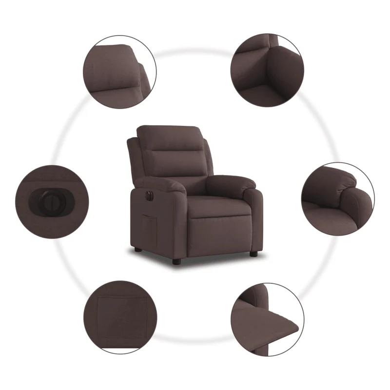 Fauteuil relax TV fonction d'inclinaison électrique très confortable en tissu marron foncé DEC028411