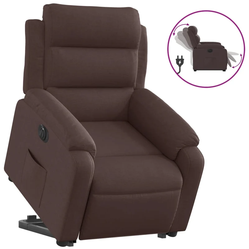 Fauteuil relax TV fonction de levage électrique très confortable en tissu marron foncé DEC028403