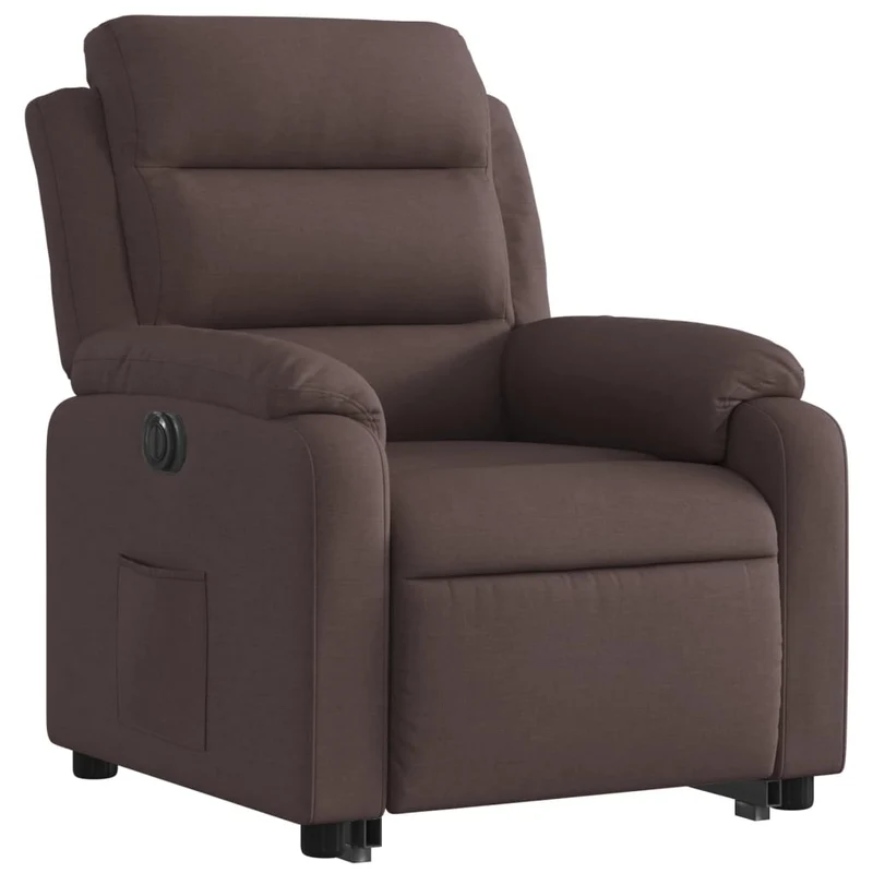 Fauteuil relax TV fonction de levage électrique très confortable en tissu marron foncé DEC028403