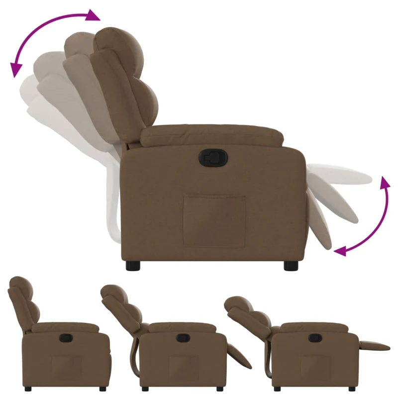 Fauteuil relax TV rembourrage confortable fonction d'inclinaison manuelle en tissu marron DEC028039